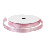Satinbånd 9 mm. "BABY" Lysrød