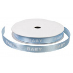 Satinbånd 9 mm. "BABY" Lysblå