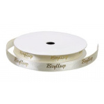Satinbånd "Bryllup" 9 mm. creme/guld
