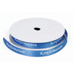 Satinbånd 9 mm. "Konfirmation" lysblå