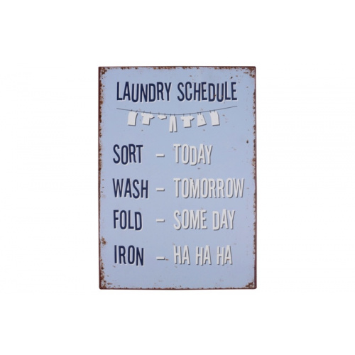 Metalskilt “Laundry Schedule”