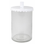 Glasvase m/låg til bedelys, hvid