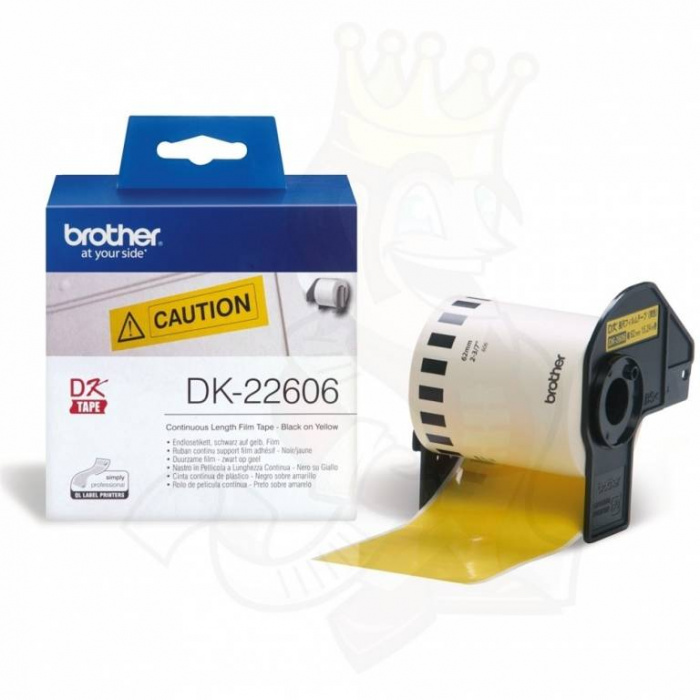 Brother plasttape 62 mm. x 30,48 mtr. Gul DK22606 - Image 1