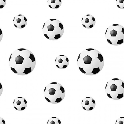 Dækkedug hvid med fodbolde tekstil 80×80 cm.