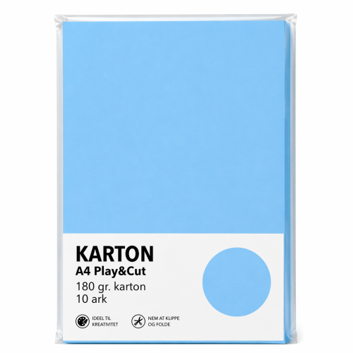 Karton A4 180 gr. 10 ark Himmelblå