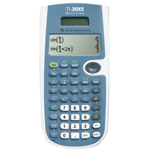 Texas Instruments TI-30XS MultiView videnskabelig regnemaskine med 4-linjers display til skole og eksamen.