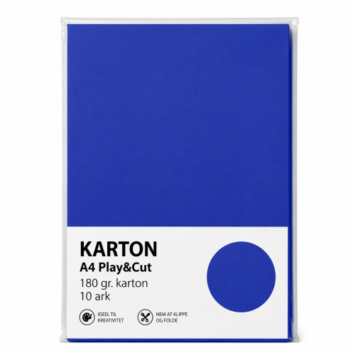 Karton A4 180 gr. 10 ark Kongeblå
