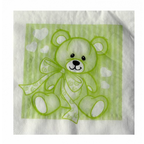 Servietter 3-lags Pk/20 stk. Lime bamse