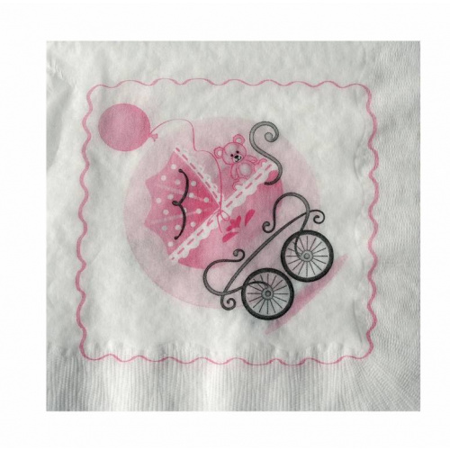 Servietter 3-lags Pk/20 stk. pastelrød barnevogn