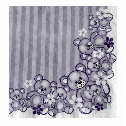 Servietter 3-lags Pk/20 stk lilla bamser