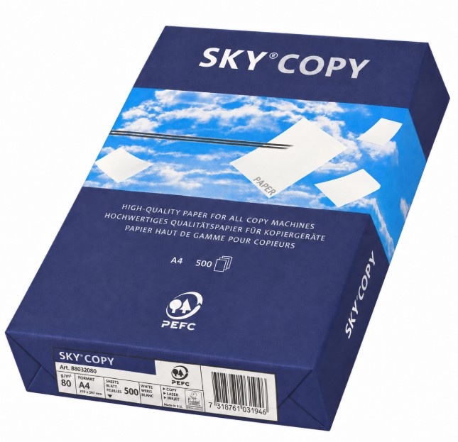 Kopipapir A4 80 g SKY Copy® – 500 ark Pakke med SKY Copy kopipapir A4 80 g og 500 ark