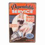 Metalskilt "Dependable Service" 20x30 cm.