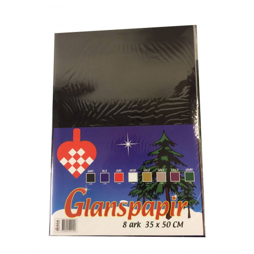 Glanspapir 35x50 cm. 8 ass. farver