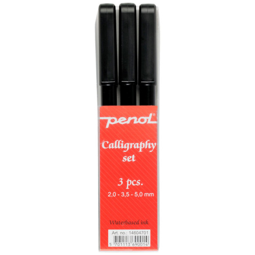 Penol Kalligrafpen, sort  2,0/3,5/5,0 mm. (3-pak)