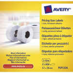 Prisetiket 26x12 mm. Hvid permanent PLP1226 (1500 stk./rulle)