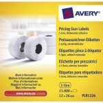 Prisetiket 26x12 mm. Hvid aftagelig (1200 stk/rulle) PLR1226