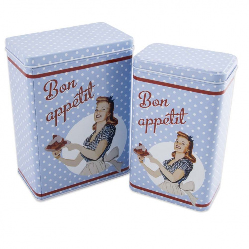 Metaldåser “Bon Appetit” sæt á 2 stk.