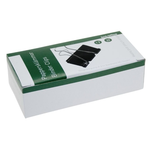 Æske med BNT Foldback papirklemmer 30 mm i sort, varenummer 744310