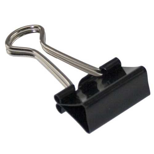 Sort Foldback papirklemme på 19 mm fra BNT/Office med to metalhåndtag