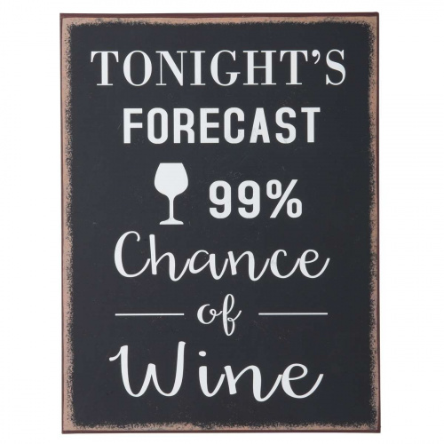 Metalskilt “Tonight´s Forecast 99% chance of wine”
