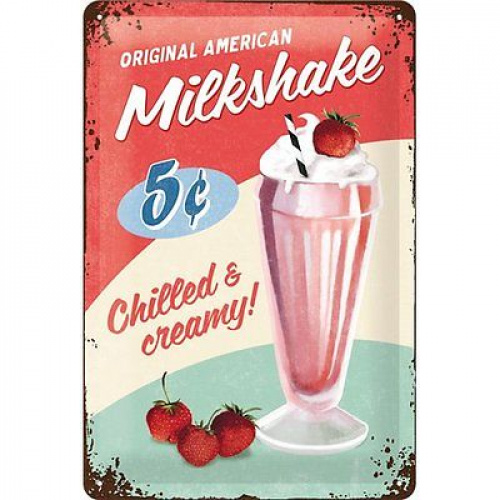 Metalskilt “American Milkshake” 20×30 cm.