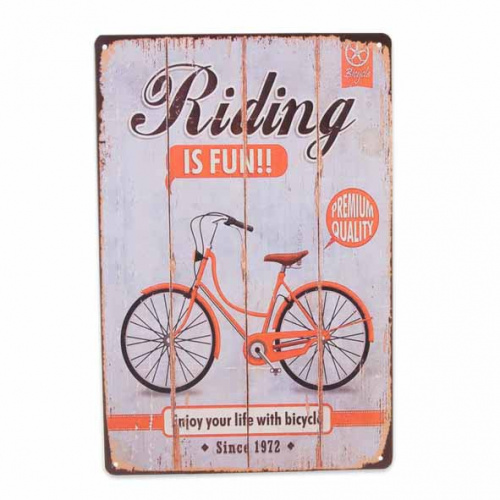 Metalskilt Riding is fun, 20x42 cm.