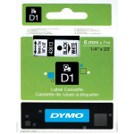 Dymo D1 tape 6 mm. sort/hvid 43613