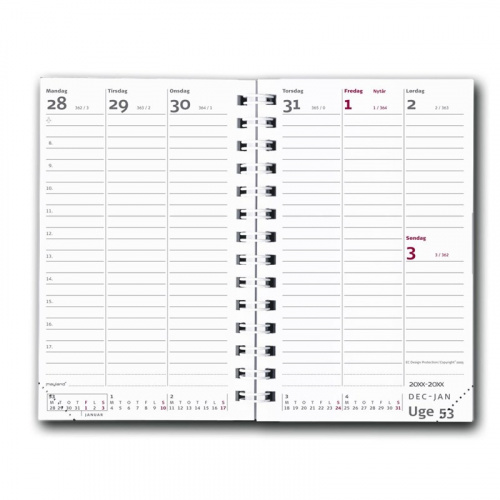 Miniplanner refill 8×13 cm. uge højformat