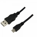 USB kabel A/M til Micro B/M, sort 1,80 mtr.