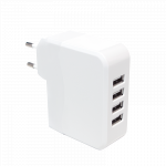 USB 4-port adaptor 230V , 24,5W (Hvid)