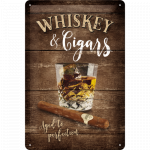 Metalskilt "Whiskey & Cigars" 20x30 cm.