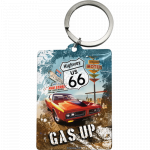 Nøglering "Highway US 66 GAS UP" 6x4,5 cm.