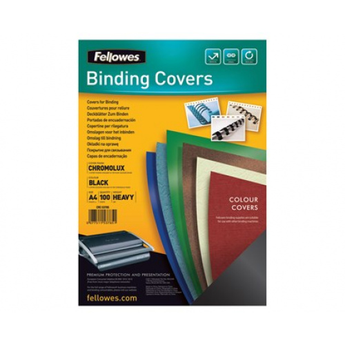 Kartonomslag A4, 250 gr. Fellowes (sort) 53785