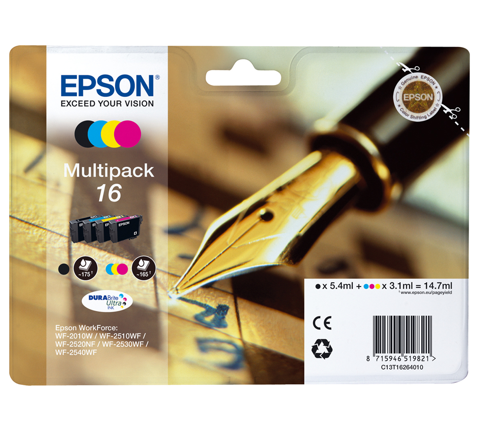 Blækpatroner Epson T1626, BK, C, M, Y (4-pak) Blækpatroner Epson T1626, BK, C, M, Y (4-pak) - Image 1