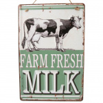 Metalskilt "Farm Fresh Milk" 26x40 cm.