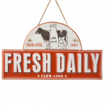 Metalskilt "Fresh Daily" 27x30 cm.