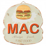 Metalskilt "MAC Fast Food Burger" 29x30 cm.