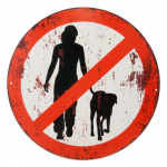 Trafikskilt Menneske med hund (Ø30 cm.)