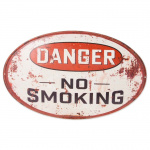 Metalskilt oval "DANGER - NO SMOKING" 33x56 cm.
