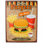 Metalskilt "Delicious Burgers" 25x33 cm.
