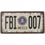 Nummerplade US "FBI 007" 15x30 cm.