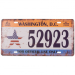 Nummerplade US  "Washington, D.C. 52923" 15x30 cm.