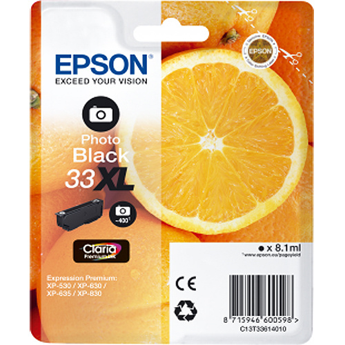 Blækpatron Epson 33 XL Photo Sort, T3361 (8,1 ml.)