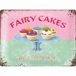Metalskilt "Fairy Cakes fresh every day" 30x40 cm.