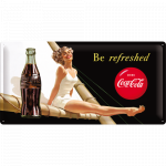 Metalskilt "Coca Cola Be refreshed" 25x50 cm.