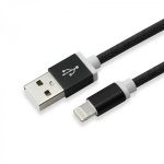 Laderkabel nylon 1,50 mtr, Iphone 5/6/7 (Sort) IPH7K