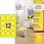 Laseretiket Avery Ø63,5 mm. 25ark/pak (Gul) L7670Y-25