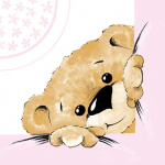 Servietter Sovie 33x33, 3-lags Teddy, Rosa (20 stk. )