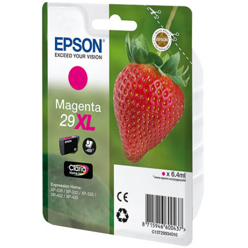 Blækpatron Epson 29 XL, T2993 Magenta (450 sider)