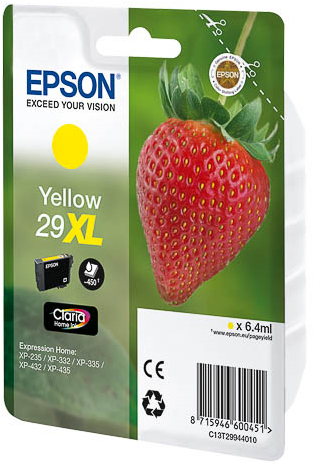 Blækpatron Epson 29 XL, T2994 Yellow (450 sider) Blækpatron Epson 29 XL, T2994 Yellow (450 sider) - Image 1